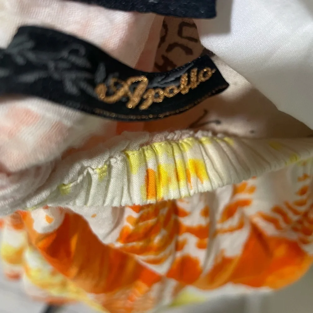 Apollo Yellow and Orange A-Line Smocked Tiered Knee-Length Skirt